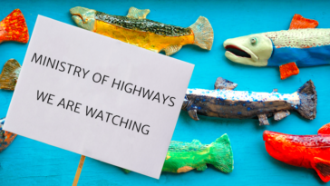 Dozens of protesters gathered near the Goldstream Campground on Tuesday to demonstrate against the proposed expansion of the Malahat Highway.