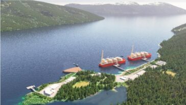 A rendering of the proposed new floating Ksi Lisims LNG project.