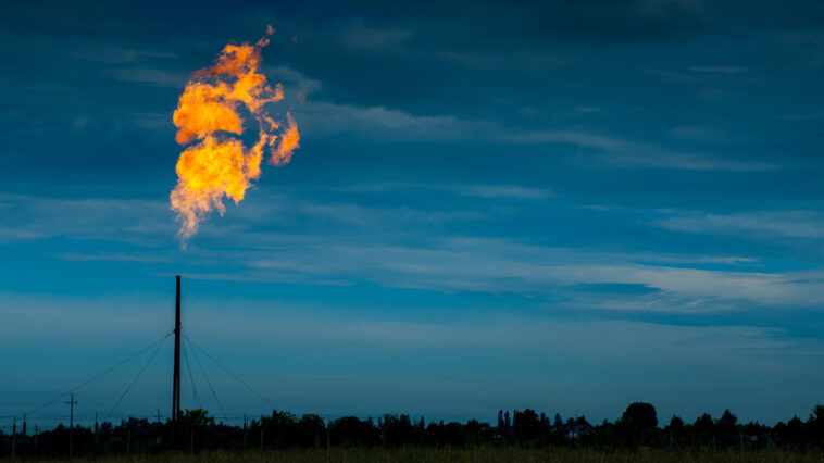 Gas flaring at a LNG facility.