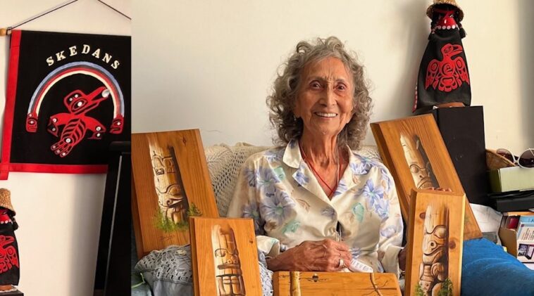 Dolores Davis, a 92-year-old legally blind artist in Skidegate