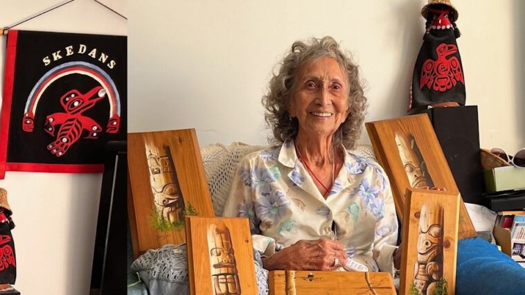Dolores Davis, a 92-year-old legally blind artist in Skidegate